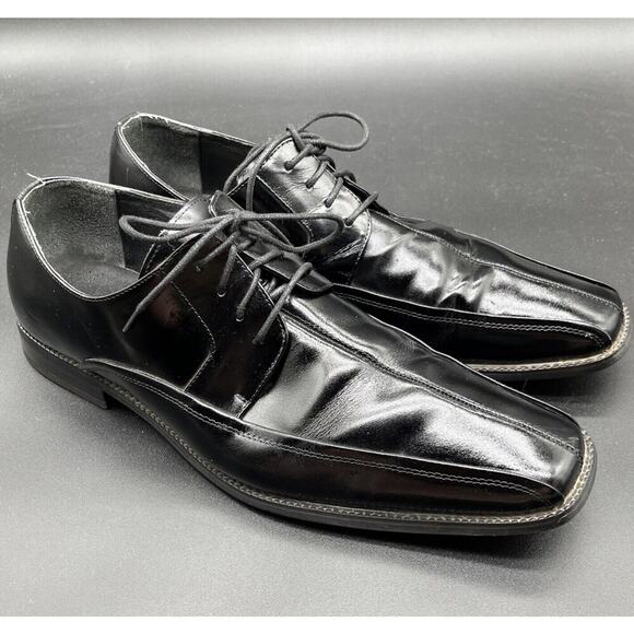 Stacy Adams Damon Oxford Dress Shoes Men's‎ Size 14 W Black Leather Lace Up - Picture 1 of 12